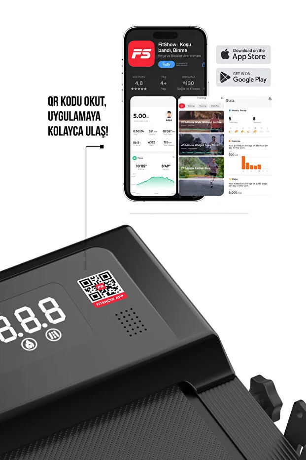 Walke W-fit Bluetoothlu Uygulamalı Uzaktan Kumandalı Koşu Bandı Yürüyüş Bandı